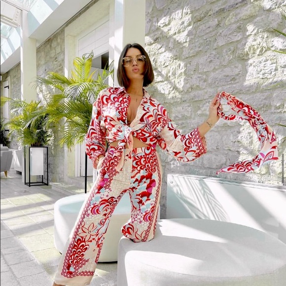 Blogger favorite Zara 3 piece shirt pants and scarf - Picture 1 of 9